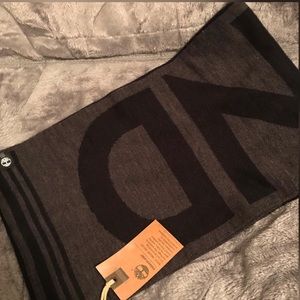 Timberland Gray and Black Scarf with Logo on it